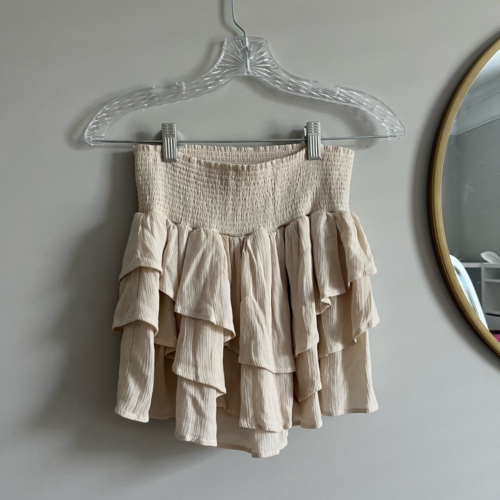 Cream ruffle skirt